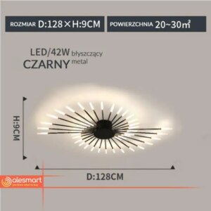 Fajerwerki Led żyrandol 42 Gałęzi Czarny