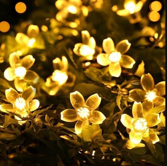 GIRLANDA SOLARNA ogrodowa OZDOBNA kwiatki LED