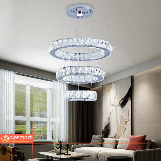 Lampa kryształowa Led RING 20/30/40cm 50W żyrandol, luksusowa diamentowa lampa wisząca, oprawa oświetleniowa ze stali nierdzewnej.