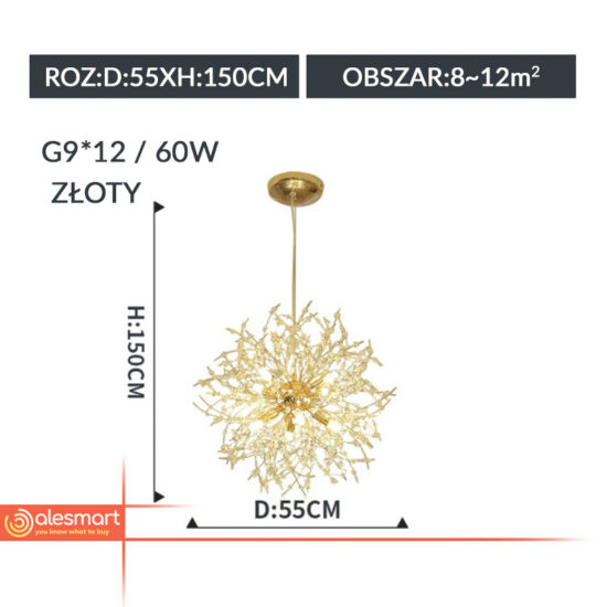 Lampa dmuchawiec kryształowy LED G9. Ozdoba do restauracji, do salonu fryzjerskiego, lampa do sypialni.