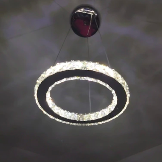 Nowoczesna kryształowa Lampa Led RING 30cm żyrandol, luksusowa diamentowa lampa wisząca, oprawa oświetleniowa ze stali nierdzewnej