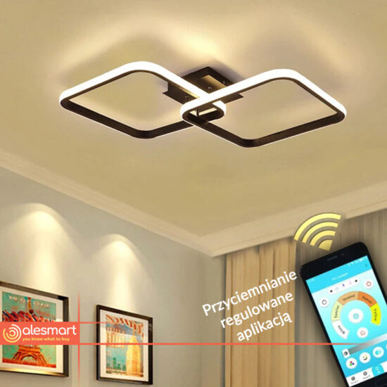 Lampa sufitowa PLAFON ring żyrandol LED 42W pilot lub aplikacja do salonu, jadalni.