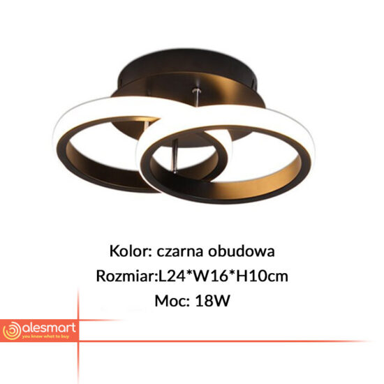 Lampa sufitowa PLAFON ring żyrandol LED 18W pilot lub aplikacja do salonu, jadalni.