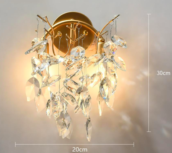 Nowoczesny złoty kryształowy kinkiet 2x E14, oświetlenie do dekoracji wnętrz LOFT, Nordic. Lampa kuchenna, jadalnia, salon, hotel, sypialnia.