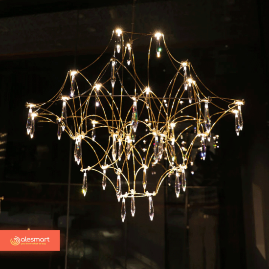 Nowoczesny luksusowy kryształowy żyrandol LED Loft, oświetlenie sufitowe, Lampa Wisząca, do Salonu, Hotelu, Biura, Restauracji, Kuchni.