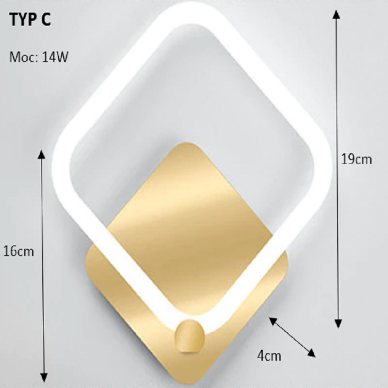 Kinkiet lampa ścienna RING złota LED nowoczesna i luksusowa, do sypialni, salonu, do kuchni, jadalni.