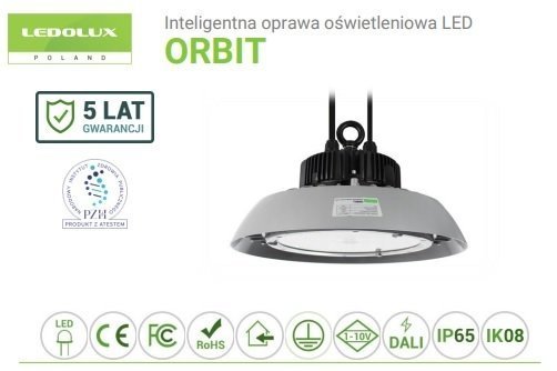 OPRAWA LED ORBIT 100W, 150W, 200W, 240W, 4000K-5000K, 60°-90°-120°, DALI/1-10 V