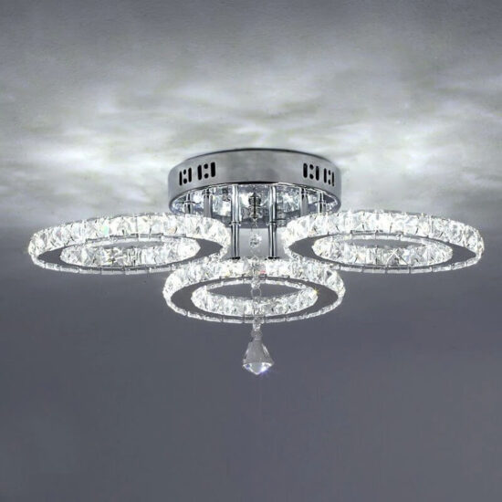 Lampa sufitowa kryształowa plafon LED Ring elegancka i nowoczesna. Do salonu, do jadalni, do sypialni.