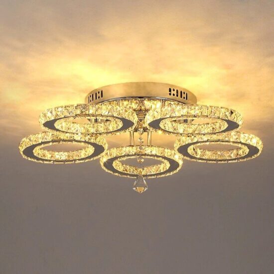 Lampa sufitowa kryształowa plafon LED Ring elegancka i nowoczesna. Do salonu, do jadalni, do sypialni.