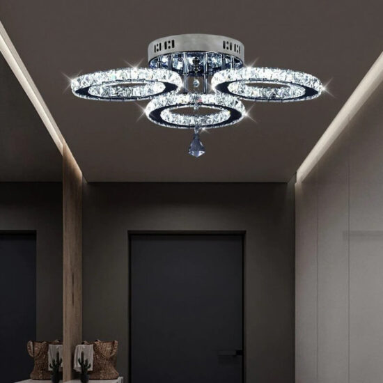 Lampa sufitowa kryształowa plafon LED Ring elegancka i nowoczesna. Do salonu, do jadalni, do sypialni.