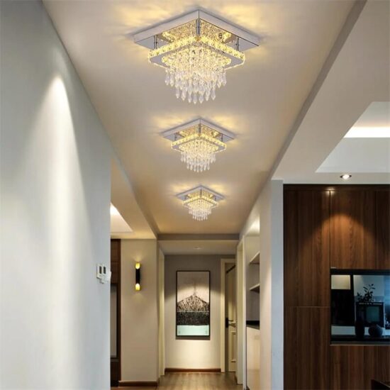 Lampa sufitowa wiszące kryształy plafon LED elegancka i nowoczesna. Idealna do salonu, do sypialni, holu czy jadalni.