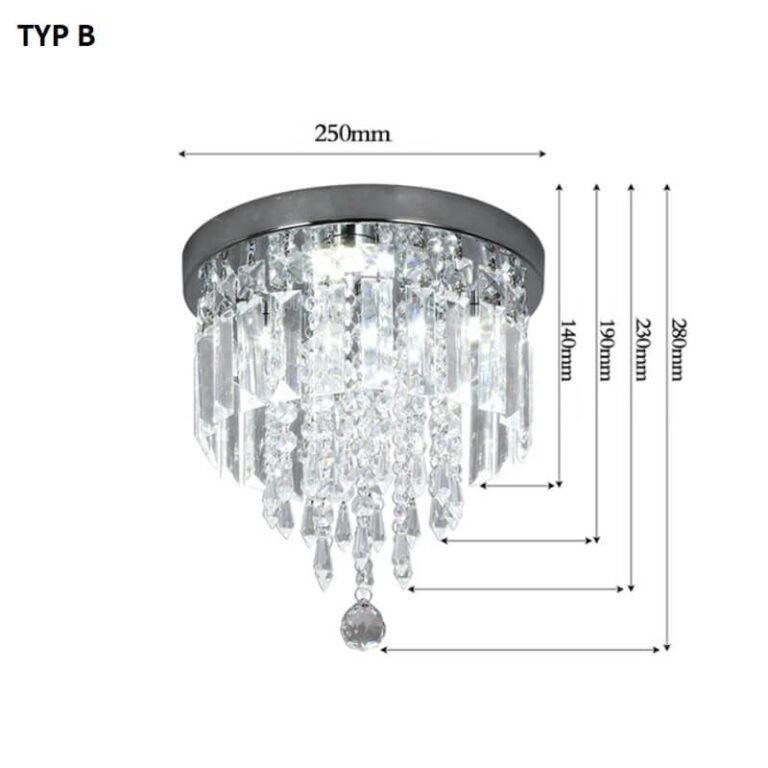 Lampa sufitowa wiszące kryształy plafon LED elegancka i nowoczesna. Idealna do salonu, do sypialni, holu czy jadalni.