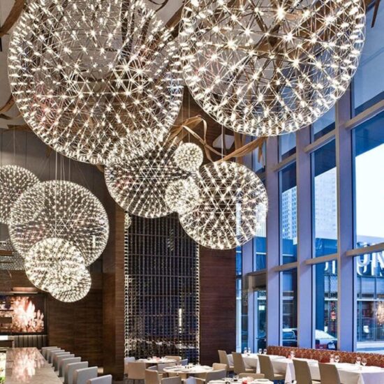 Żyrandol nowoczesna fajerwerki lampa wisząca kula Galaxy LED, modna i stylowa. Do salonu i jadalni, do kawiarni i baru.