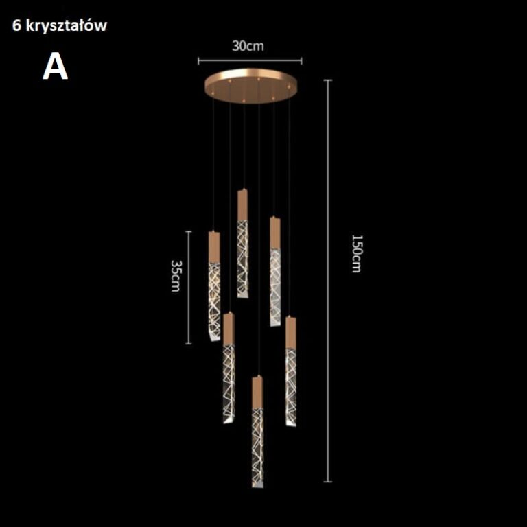 Lampa wisząca punktowa nowoczesna kryształy LED, stylowa i elegancka. Do salonu, do kuchni, na przedpokój czy nad schody. 