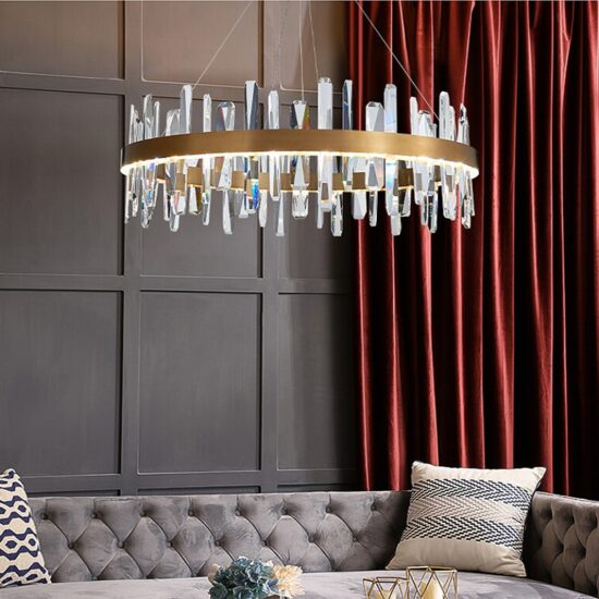 Luksusowy żyrandol kryształowy złoty mosiądz LED, podłużny lub owalny, do salonu, do jadalni, do hotelu.