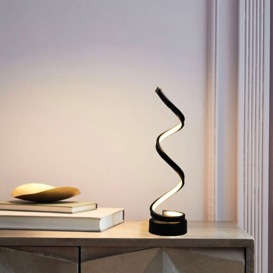 Nowoczesna lampa stołowa LED spiralna ściemniana Helix 45,5cm, na biurko, do sypialni, do salonu.