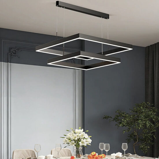 Nowoczesna lampa wisząca kwadraty LED, minimalistyczna i elegancka. Idealnie nadaje się do salonu, do sypialni lub do kuchni.