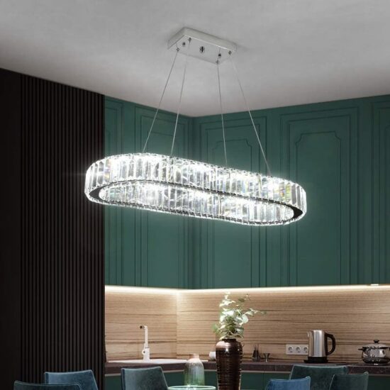 Lampa wisząca Oval żyrandol kryształowy LED nowoczesna i luksusowa. Idealna do salonu, do jadalni  czy sypialni. 