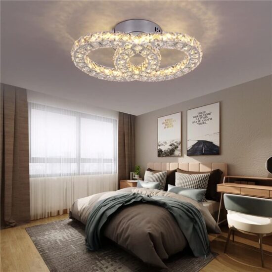 Lampa sufitowa kryształowa plafon LED geometryczna nowoczesna i elegancka. Do salonu, do jadalni, do sypialni.