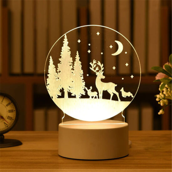 Lampka nocna świąteczna kula LED akrylowa nowoczesna 3D. Lampa stołowa do sypialni, do pokoju dziecięcego.