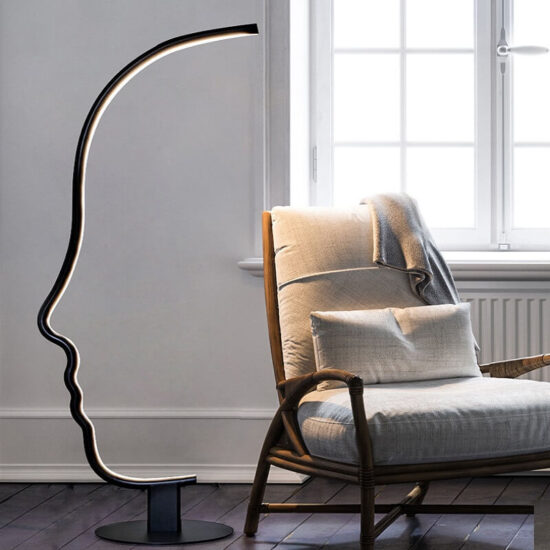 Nowoczesna lampa podłogowa Human Face LED minimalistyczna i elegancka. Do salonu, do jadalni, do sypialni.