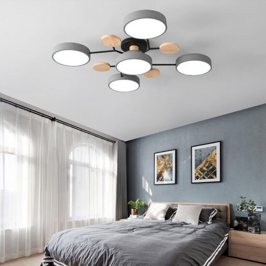 Skandynawska lampa sufitowa Grey ramienna LED geometryczna. Idealna do salonu, do jadalni czy sypialni.