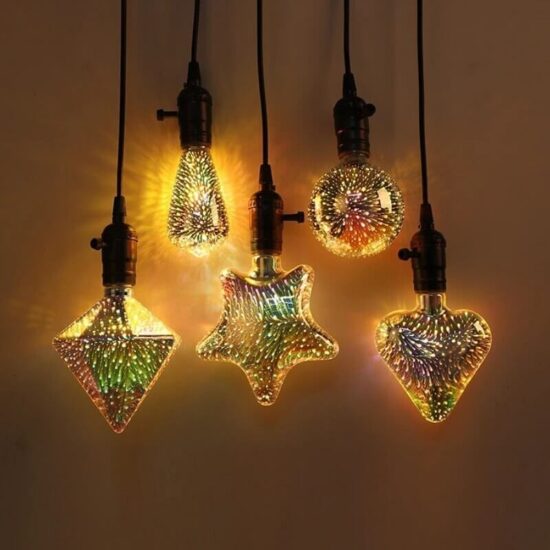 Żarówka dekoracyjna LED vintage fajerwerki, zachwycająca i oryginalna. Do salonu, sypialni, pokoju dziecięcego.