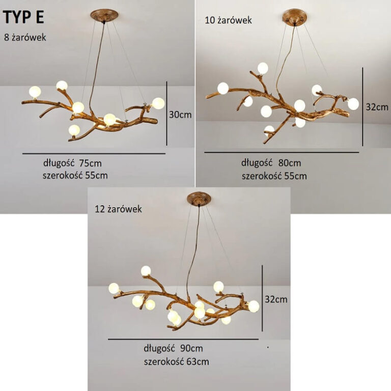 Lampa Wisząca Gałąź Drzewa Rustykalna Vintage 16 Lampa wisząca gałąź drzewa rustykalna vintage zjawiskowa i oryginalna. Do salonu, do jadalni, do sypialni.