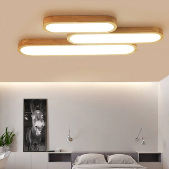 Lampa sufitowa owalna, podłużna biurowa LED boho, prosta i stylowa. Do biura, do salonu, do jadalni.