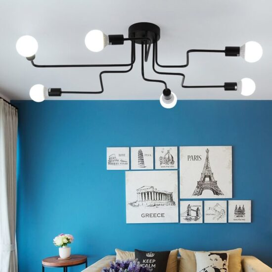 Lampa sufitowa Vector art deco czarna prosta i minimalistyczna. Do salonu, do sypialni, do kuchni.