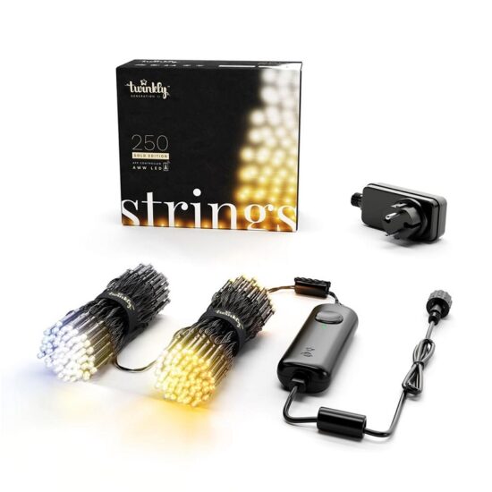 Lampki choinkowe Twinkly Strings 250 LED AWW Gold Edition, sterowany aplikacją inteligentny łańcuch diod LED.