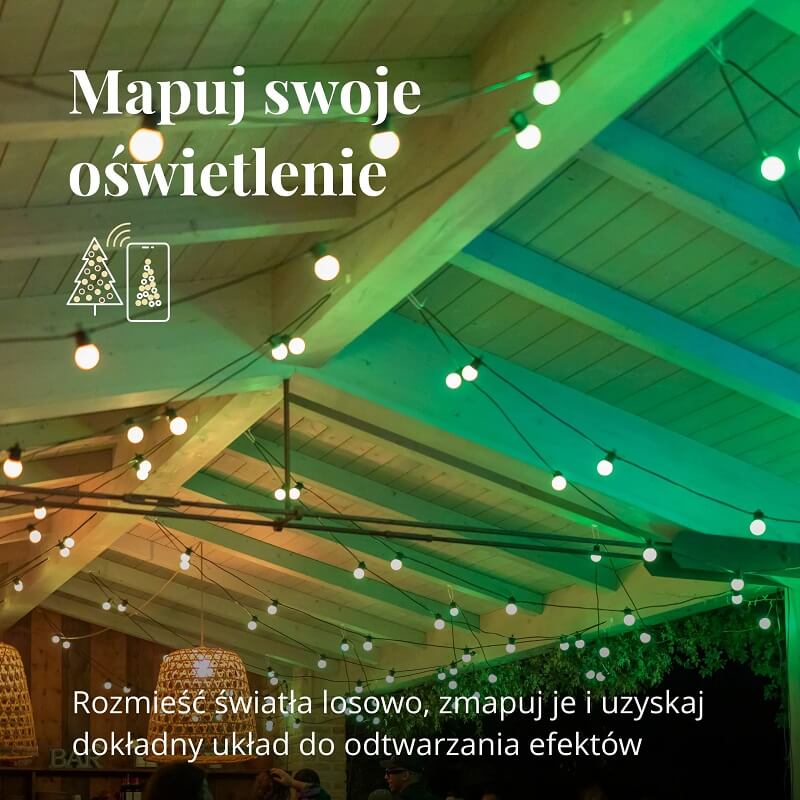 Lampki ozdobne Twinkly Festoon 20 zestaw startowy. Rewolucyjne, inteligentne i zjawiskowe lampki RGB. 