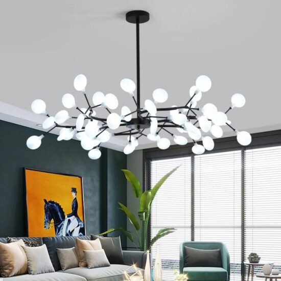 Luksusowy żyrandol Firefly LED art deco zjawiskowy i elegancki. Do jadalni, do salonu, do sypialni.