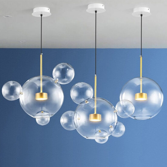 Szklana lampa wisząca Bubbles art deco zjawiskowa i elegancka. Do sypialni, do salonu, do jadalni.