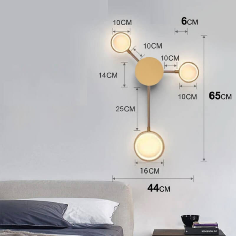 Lampa ścienna geometryczna punktowa nowoczesna i minimalistyczna. Do salonu, do sypialni, do gabinetu.