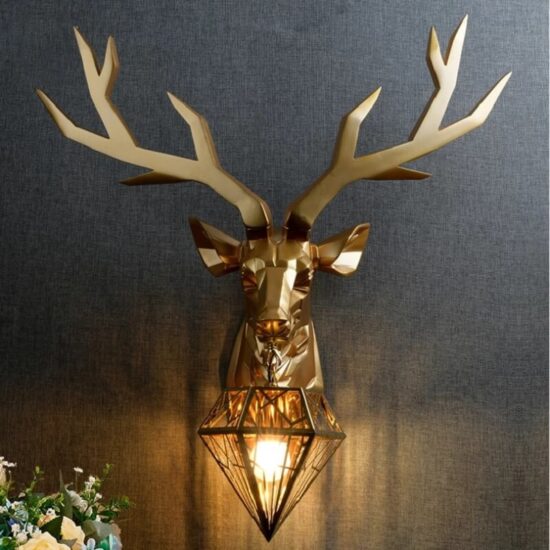 Lampa ścienna kinkiet głowa jelenia skandynawska, oryginalna i zjawiskowa. Do salonu, do sypialni, na przedpokój.