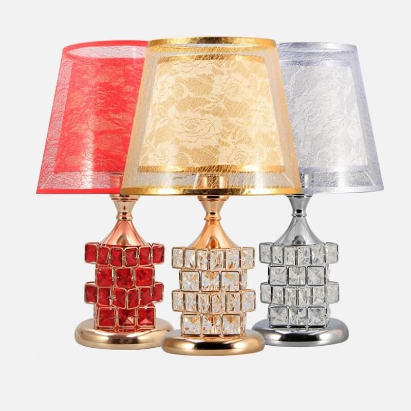 Lampa stołowa kryształowa Kostka Rubika glamour elegancka i zjawiskowa. Do sypialni, do salonu, do gabinetu.