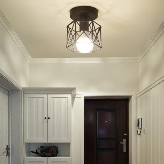 Lampa sufitowa druciana czarna loft, elegancka i minimalistyczna. Do salonu, do jadalni, do sypialni.