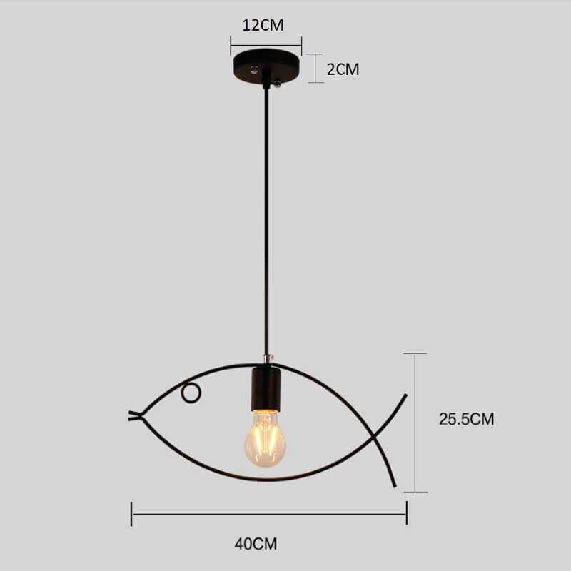 Lampa wisząca w kształcie ryby loft minimalistyczna i elegancka. Do salonu, do kuchni, do sypialni.