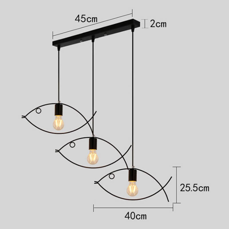Lampa wisząca w kształcie ryby loft minimalistyczna i elegancka. Do salonu, do kuchni, do sypialni.