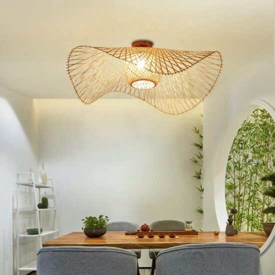 Bambusowa lampa sufitowa Kapelusz boho naturalna, modna i stylowa. Do sypialni, do salonu, do kuchni.