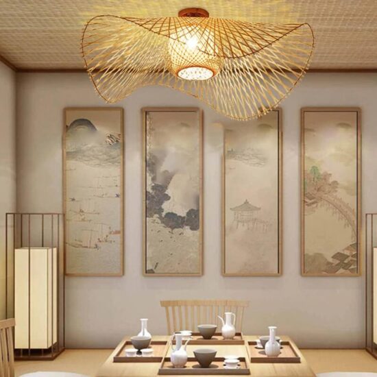 Bambusowa lampa sufitowa Kapelusz boho naturalna, modna i stylowa. Do sypialni, do salonu, do kuchni.