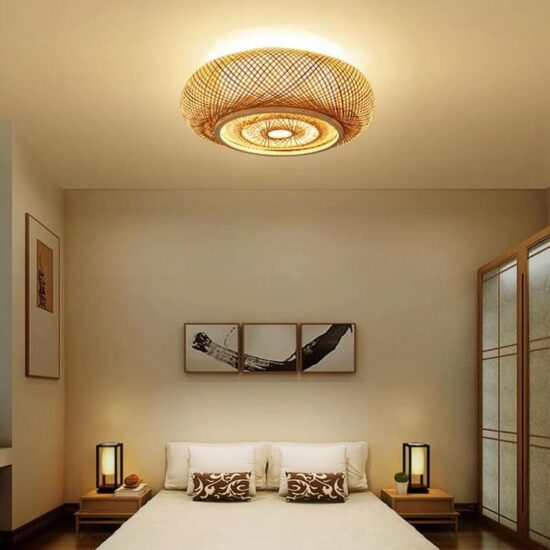 Bambusowa lampa sufitowa Sorel boho prosta, stylowa i elegancka. Do salonu, do sypialni, do kuchni.