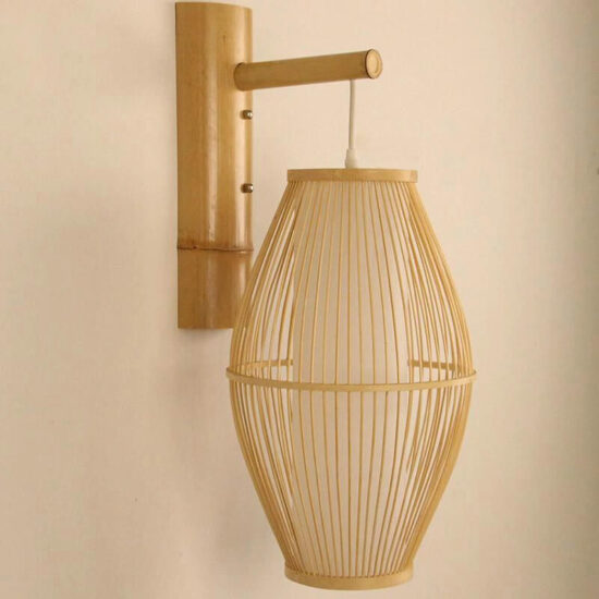 Drewniana lampa ścienna boho naturalna, stylowa, orientalna. Do sypialni, do salonu, na przedpokój.