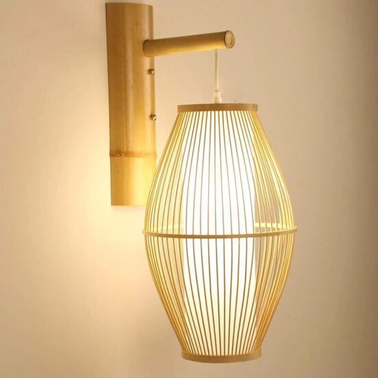 Drewniana lampa ścienna boho naturalna, stylowa, orientalna. Do sypialni, do salonu, na przedpokój.