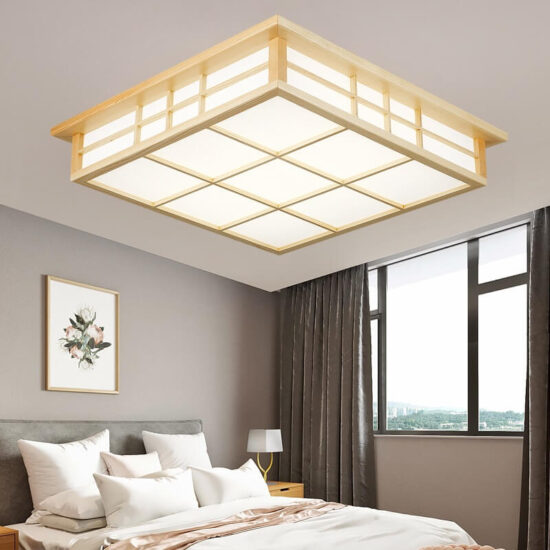 Kwadratowa lampa sufitowa LED Jinwell boho prosta i elegancka. Do salonu, do sypialni, do jadalni.