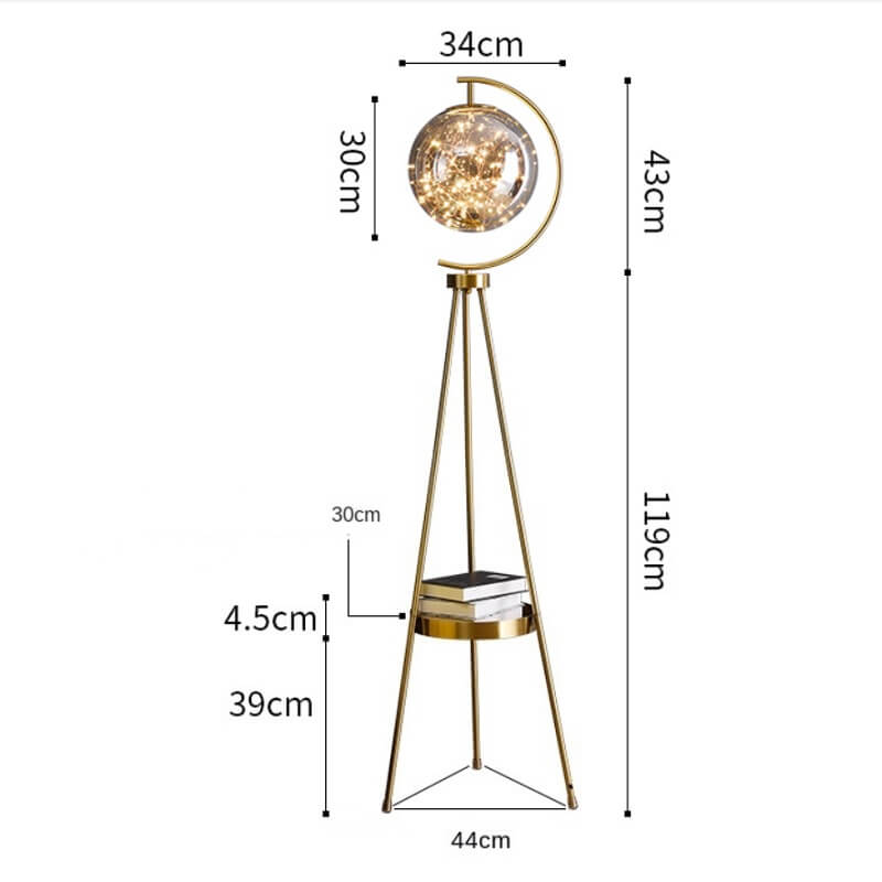 Lampa podłogowa Moon trójnóg art deco elegancka i zjawiskowa. Do salonu, do sypialni, do jadalni.