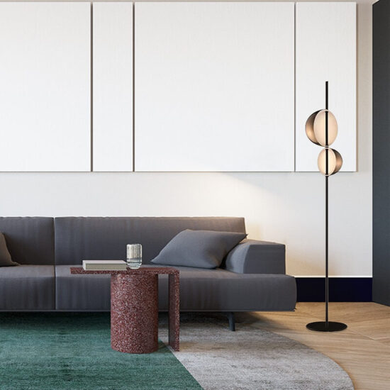 Lampa podłogowa Superluna vintage minimalistyczna, elegancka i stylowa. Do sypialni, do salonu, do gabinetu.