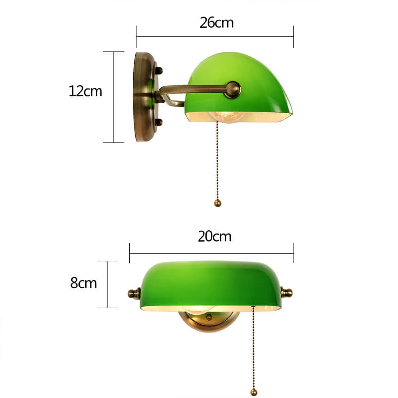 Lampa ścienna Banker zielona vintage oryginalna i elegancka. Do salonu, do sypialni, do gabinetu.