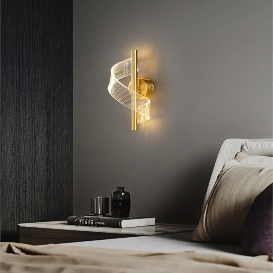 Lampa ścienna Zawijas LED glamour elegancka i luksusowa. Do salonu, do sypialni, do gabinetu.